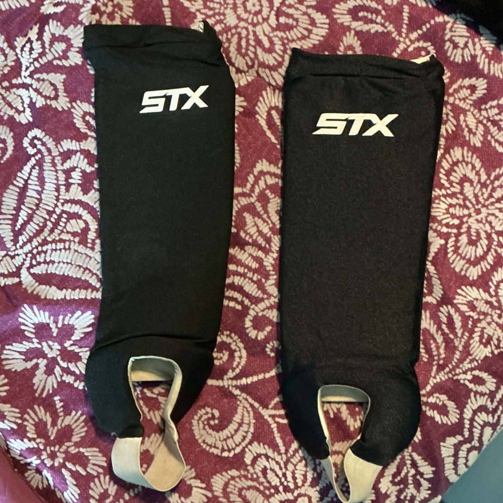 STX Black Athletic Shin Guards unisex boys girls EUC